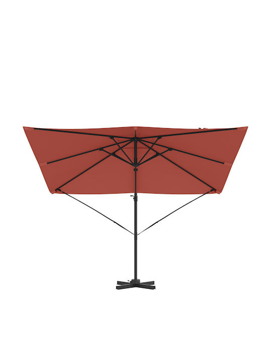 Hängender Aluminium Rote Garten- und Terrassen-Sonnenschirm 2,5x2,5m