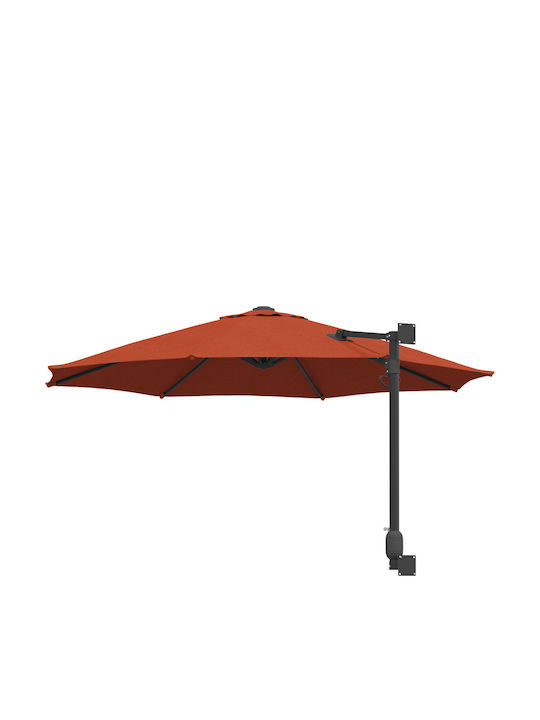 Wall Mounted Circular Aluminum Orange Parasol Diameter 2.5m x Height 1.48m
