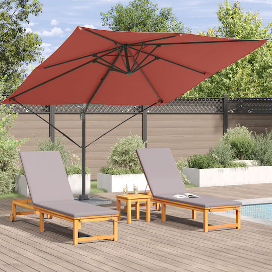 Hängender Aluminium Garten- und Terrassen-Sonnenschirm Rote 2,5x2,5xHöhe 2,65 m