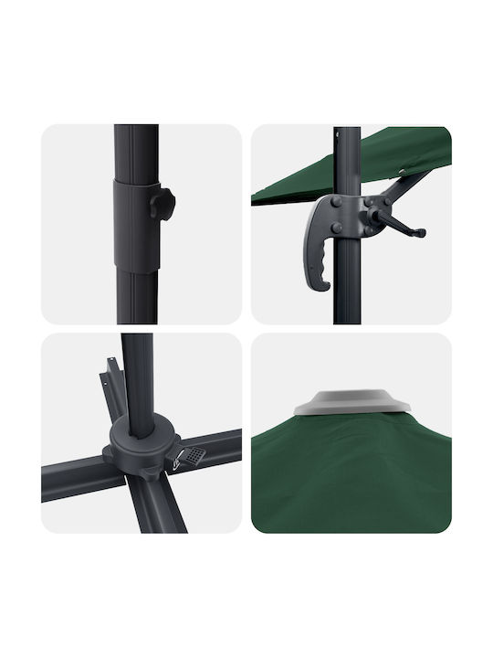 Umbrelă Suspendată Pătrată Din Aluminiu Verde 2.5x2.5xÎnălțime 2.6m
