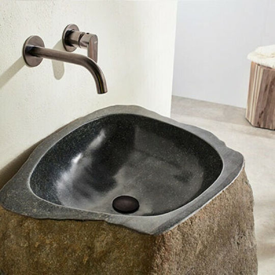 Fossil Επικαθήμενος Νιπτήρας Πέτρινος 45x45x90cm Grey