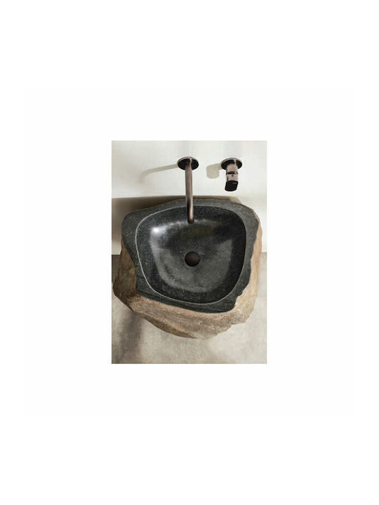 Fossil Επικαθήμενος Νιπτήρας Πέτρινος 45x45x90cm Grey