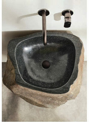 Fossil Επικαθήμενος Νιπτήρας Πέτρινος 45x45x90cm Grey Fossil Επικαθήμενος Νιπτήρας Πέτρινος 45x45x90cm Grey