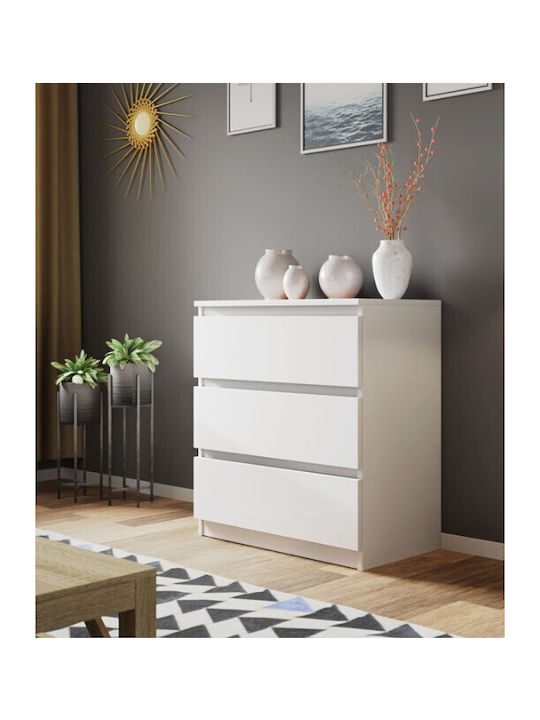 Juniper 3S Wooden Chest of Drawers with 3 Drawers White 70x40x77cm