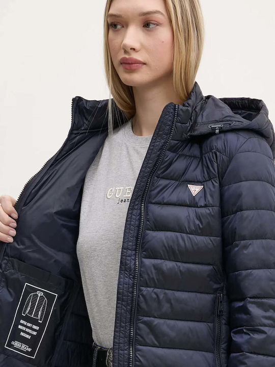 Women's Puffer Jacket for Winter with Hood Blue