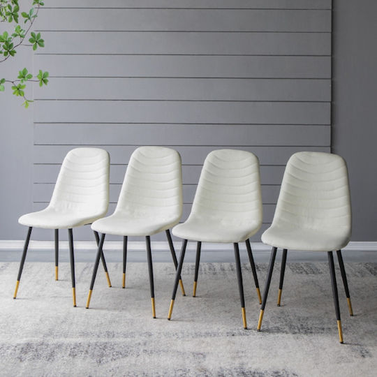 Quarteto Dining Room Fabric Chair Ecru 44x55x90cm 4pcs