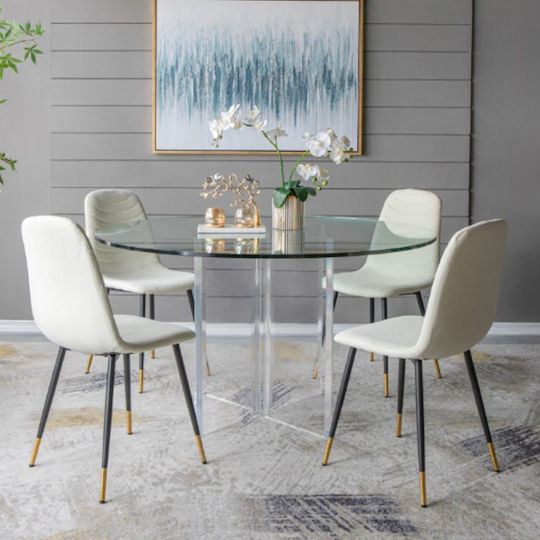 Quarteto Dining Room Fabric Chair Ecru 44x55x90cm 4pcs
