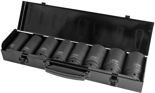 Set 8 Long Impact Socket Wrenches Jbm Jb-52347 3/4" 26-38 Mm Hexagonal