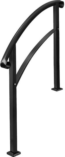 Wrought Iron Railing 1-3 Steps Vivatechnix Height 106 Cm Length 100 Cm Adjustable Positions Matte Black