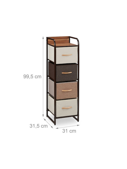 Sertar de depozitare din metal și material textil cu 4 sertare L31xW31.5xH99.5buc