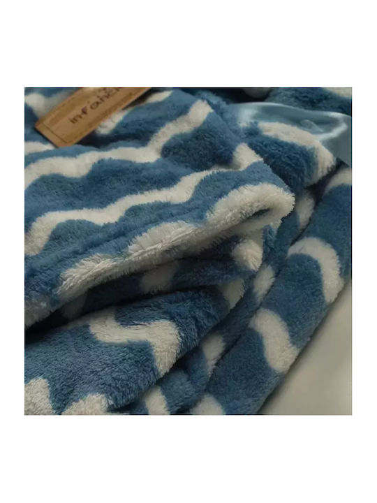 Serafino Blanket Nursery Swaddling Blankets Blue with Animal 75x100cm