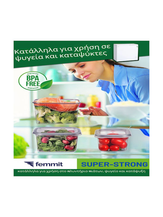 Femmit Set 12 Stück Lebensmittelgläser Allgemeine Verwendung 1200 ml Kunststoff Quadratisch mit luftdichtem Deckel