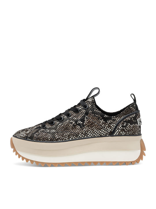 Sneakers Anatomici Pentru Femei Negri Cu Model De Șarpe