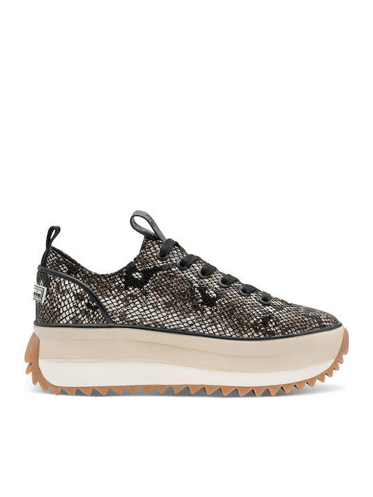 Sneakers Anatomici Pentru Femei Negri Cu Model De Șarpe