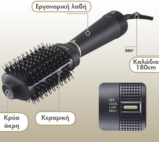 Beper Ceramic Electric Brush for Straightening and Curls 1200W