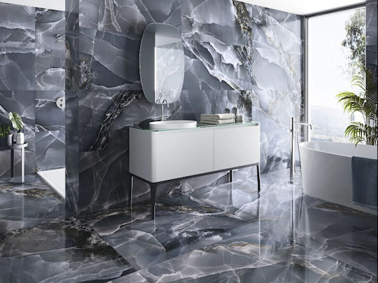 Baldocer Floor / Wall Interior Gloss Porcelain Tile 260x120cm Blue