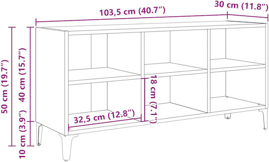 Living Room TV Unit Brown Wood L69.5xW30xH50cm