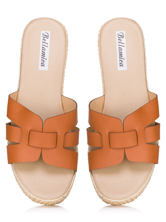 Women's Synthetic Leather Platform Wedge Sandals Brown