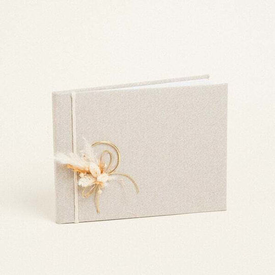 Beige Gold Lurex Guest Book 20.5 X 27.5 Cm 333929 Ntampoudis Ntm-333929