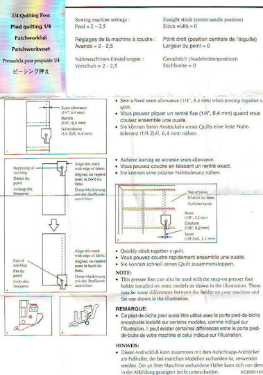 Presser Foot Quilting F001n Compatible with Brother Computerized Electromechanical Sewing Machines