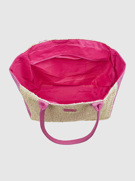 Verde Wicker Beach Bag Fuchsia