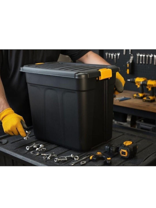 Plastic Storage Box with Lid Black 50.3x38.3x34cm 1pcs