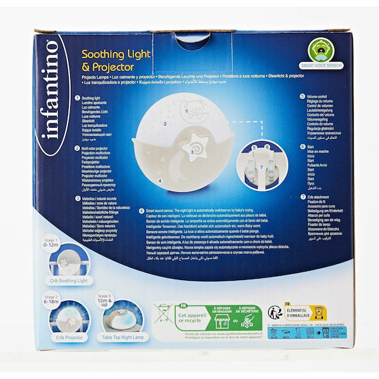 Infantino Led Παιδικό Φωτιστικό Projector με Προβολή Αστεριών Μπεζ 16x15.2x8.2εκ.