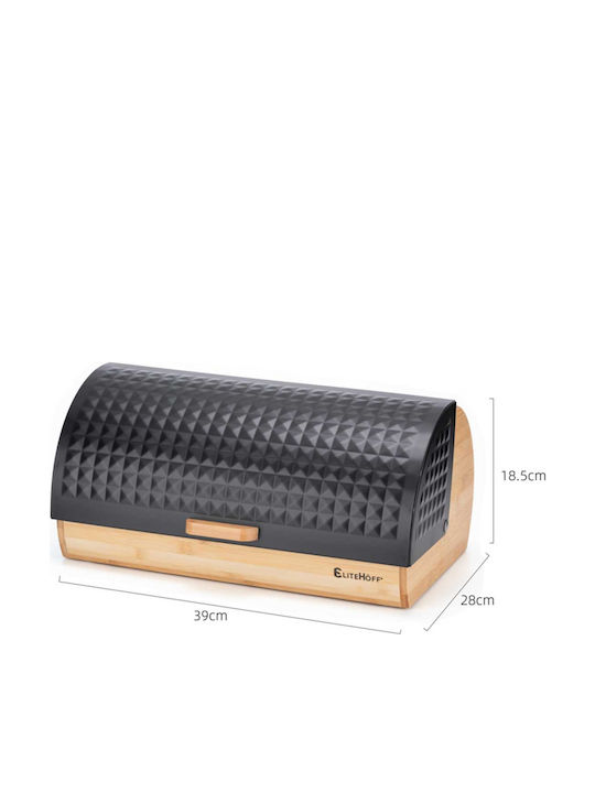 Elitehoff Bread Box with Lid made of Bamboo Black 39x28cm