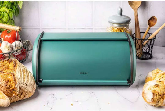 KING Hoff Brotkasten mit Deckel Inox Grüne 44x27x16cm
