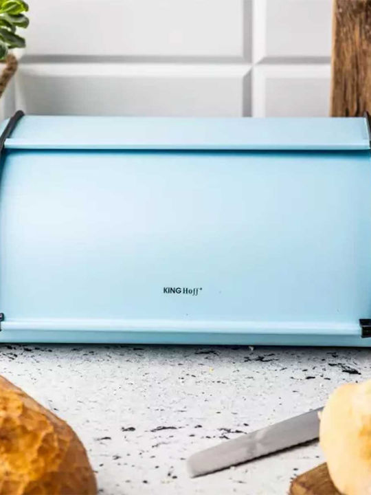 KING Hoff Brotkasten mit Deckel Inox Blau 44x27cm
