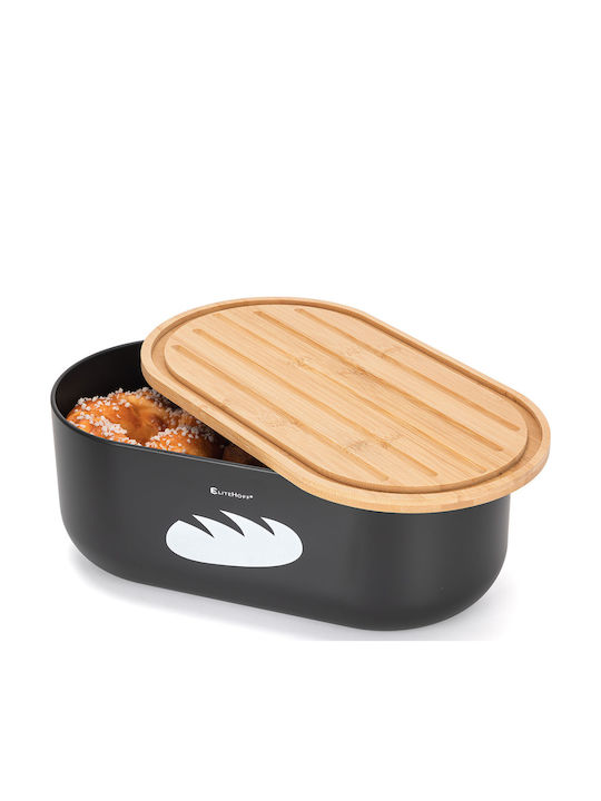 Elitehoff Bread Box with Lid made of Bamboo Brown