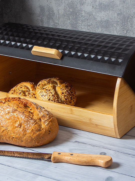 Bamboo Bread Box Bread Knife 2773 Black