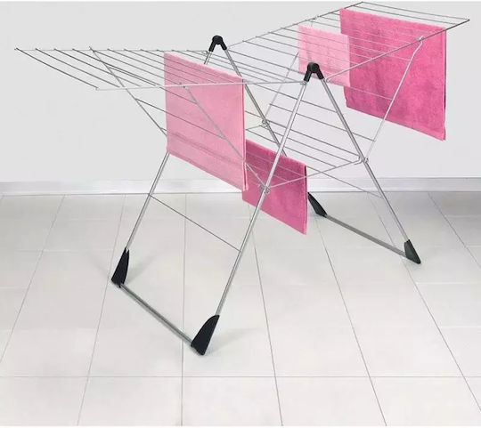 Metaltex Vento Folding Floor Metallic Clothes Drying Rack with Hanging Length 30m