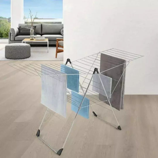 Metaltex Vento Folding Floor Metallic Clothes Drying Rack with Hanging Length 30m