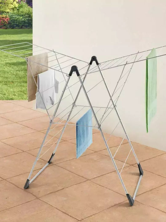 Metaltex Vento Metallic Folding Floor Clothes Drying Rack with Hanging Length 30m