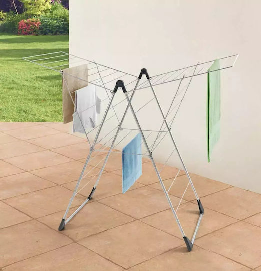 Metaltex Vento Folding Floor Metallic Clothes Drying Rack with Hanging Length 30m