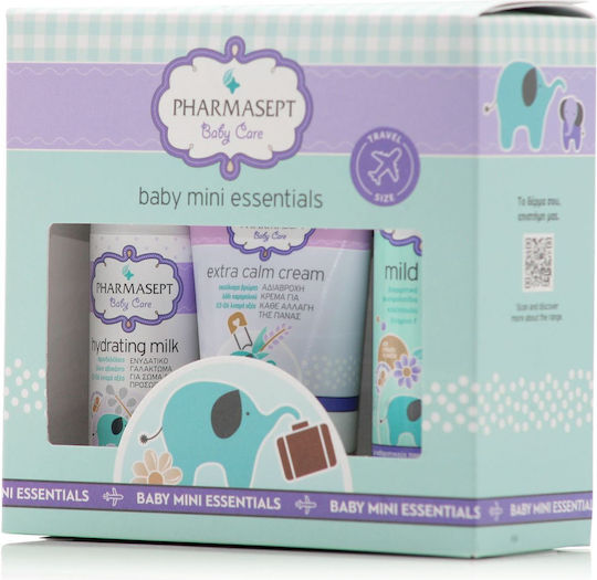 Pharmasept Baby Care Mini Essentials Care Set Mild Bath - 100ml & Extra Calm Cream - 40ml & Hydrating Milk - 40ml 3pcs