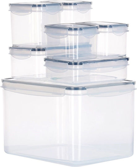 Vilde 7 Lunch Boxes Lids & Airtight Closure Bpa-Free Various Sizes 670ml To 8200ml Set Of 7 Transparent