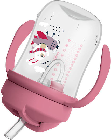 Dr. Brown's Kleinkinderbecher mit Griffen und Strohhalm Baby's First Straw Cup aus Plastik Rosa 270ml für 6m+m+
