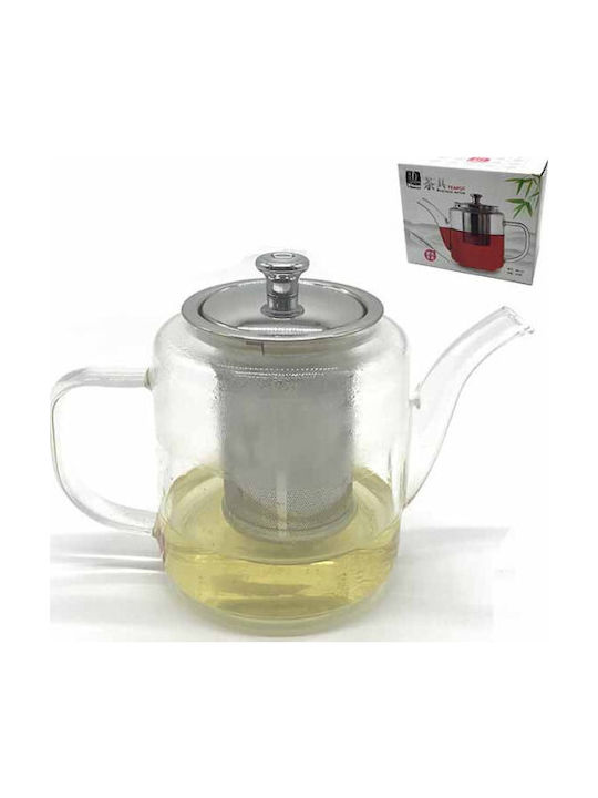 Homestyle Τσαγιέρα με Φίλτρο Γυάλινη Διάφανη 800ml
