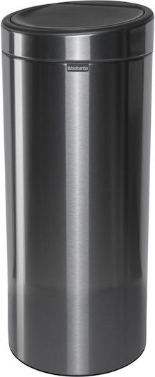 Brabantia Κάδος Touch New Απορριμμάτων Μεταλλικός Push Μαύρος 30lt
