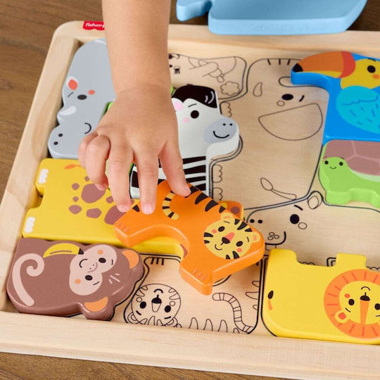 Wooden Kids Puzzle Animals 12pcs Fisher Price