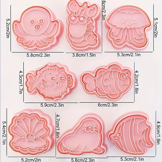 Animale Creaturi Marine Pește Ștampile Cookie Cutter 8 Bucăți