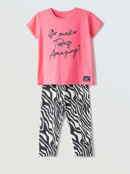 Kids' Set with Leggings Summer 2pcs Coral