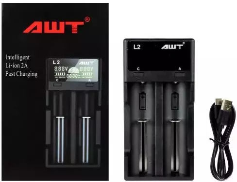 L2 USB Charger For 2 Batteries Size 18650/21700/16340/26650/14500