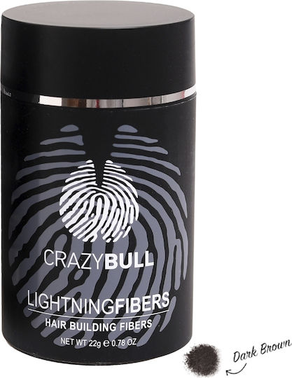Hair Thinning Coverage Fibers Crazy Bull Hair Building Lightning Fibers Dark Brown 22g