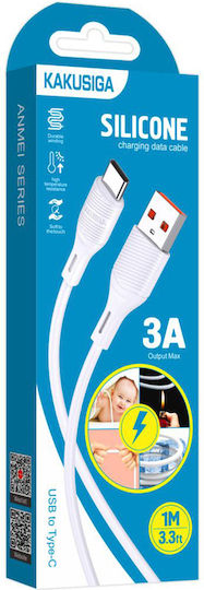 Kakusiga USB 2.0 Cable USB-C male - USB-A 15W Λευκό 1m d-KSC-953-C-WH