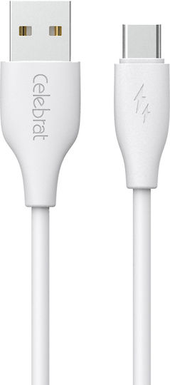 Celebrat Редовна USB 2.0 Кабел USB-C мъжки - USB-C мъжки 15W Бял 1м (d-CB-31A-C-WH)