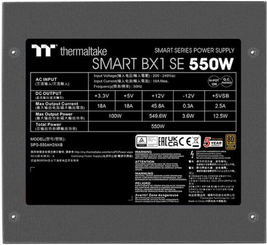 Thermaltake smart BX1 S E 550W Μαύρο Τροφοδοτικό Υπολογιστή Full Wired 80 Plus Bronze