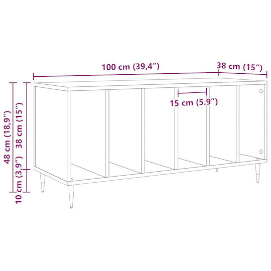 vidaXL Records Hi-Fi Furniture Black 38x100x48cm
